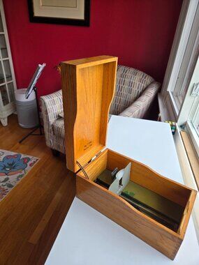Vintage Goodwill Oak Dovetail Library Index Card File/Recipe Box, Wood Hinged